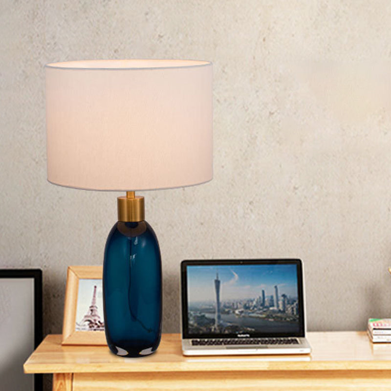 1 Head Living Room Task Light Modern Blue Table Lamp with Cylindrical Fabric Shade Blue Clearhalo 'Lamps' 'Table Lamps' Lighting' 413058