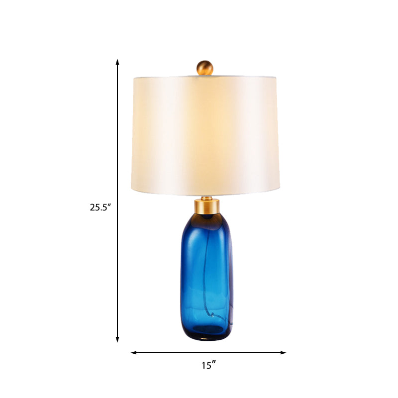 1 Head Living Room Task Light Modern Blue Table Lamp with Cylindrical Fabric Shade Clearhalo 'Lamps' 'Table Lamps' Lighting' 413062
