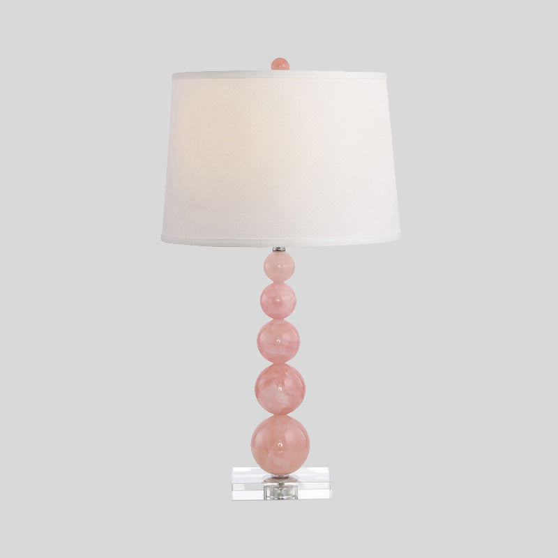 Pink Barrel Shape Task Lighting Modern 1 Bulb Fabric Nightstand Lamp for Bedroom Clearhalo 'Lamps' 'Table Lamps' Lighting' 413271