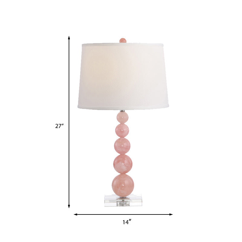 Pink Barrel Shape Task Lighting Modern 1 Bulb Fabric Nightstand Lamp for Bedroom Clearhalo 'Lamps' 'Table Lamps' Lighting' 413272