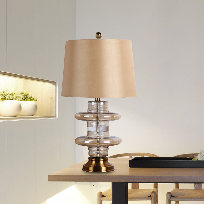 Contemporary 1 Head Desk Light Yellow Wide Flare Night Table Lamp with Fabric Shade Yellow Clearhalo 'Lamps' 'Table Lamps' Lighting' 413302