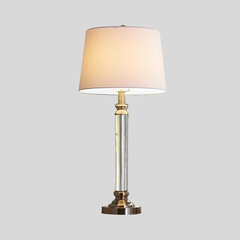 Contemporary 1 Head Task Light Gold Wide Flare Nightstand Lamp with Fabric Shade Clearhalo 'Lamps' 'Table Lamps' Lighting' 413637