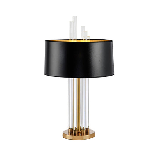 Cylinder Crystal Desk Light Simplicity Fabric 1 Head Black Table Lamp for Dining Room Clearhalo 'Lamps' 'Table Lamps' Lighting' 415129