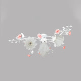 Metal White/Green Ceiling Fixture Scalloped 4 Bulbs Pastoral Flower Semi Flush Light for Bedroom Clearhalo 'Ceiling Lights' 'Close To Ceiling Lights' 'Close to ceiling' 'Semi-flushmount' Lighting' 415386