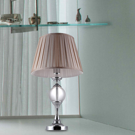 Cone Shade Crystal Table Light Contemporary Fabric 1 Bulb Small Desk Lamp in Chrome Clearhalo 'Lamps' 'Table Lamps' Lighting' 415388