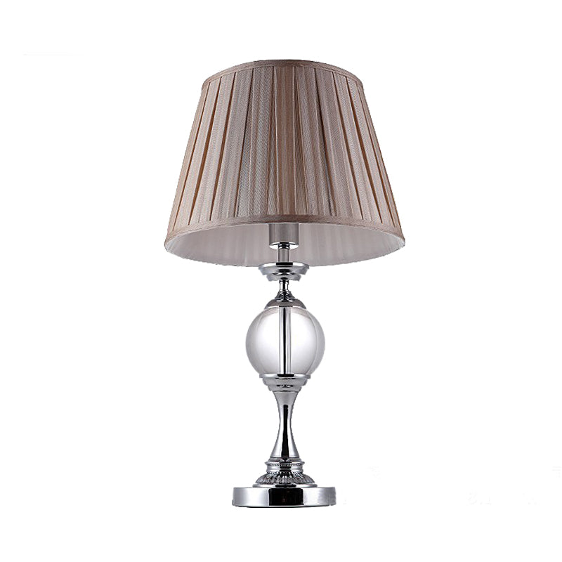 Cone Shade Crystal Table Light Contemporary Fabric 1 Bulb Small Desk Lamp in Chrome Clearhalo 'Lamps' 'Table Lamps' Lighting' 415389