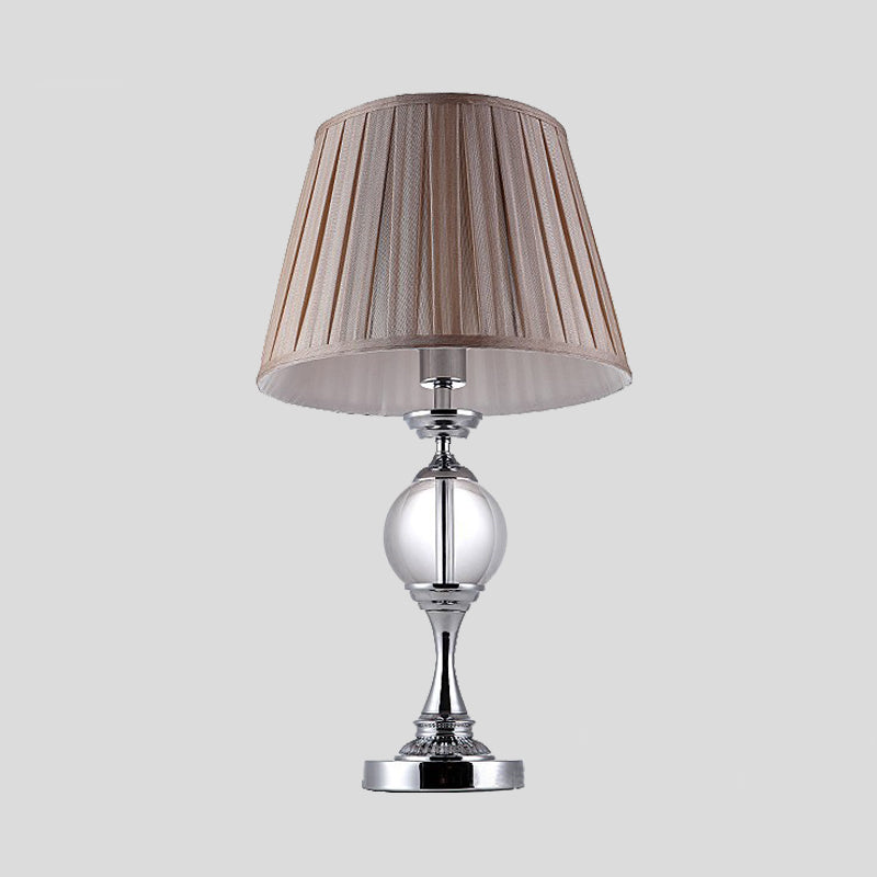 Cone Shade Crystal Table Light Contemporary Fabric 1 Bulb Small Desk Lamp in Chrome Clearhalo 'Lamps' 'Table Lamps' Lighting' 415390