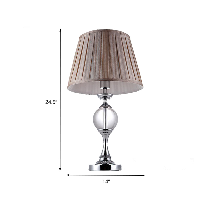 Cone Shade Crystal Table Light Contemporary Fabric 1 Bulb Small Desk Lamp in Chrome Clearhalo 'Lamps' 'Table Lamps' Lighting' 415391