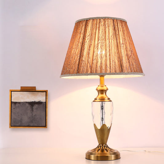 Wide Flare Reading Light Modernist Fabric 1 Head 14"/16" Wide Coffee Nightstand Lamp Clearhalo 'Lamps' 'Table Lamps' Lighting' 415393