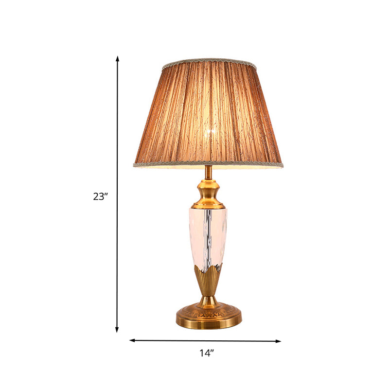 Wide Flare Reading Light Modernist Fabric 1 Head 14"/16" Wide Coffee Nightstand Lamp Clearhalo 'Lamps' 'Table Lamps' Lighting' 415396