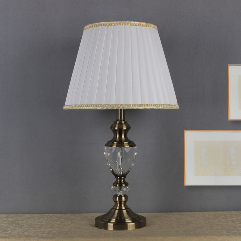 Vintage Semi Cylindrical Night Table Lamp Crystal 1-Light Table