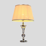 1 Head Curved Fabric Nightstand Lamp Modernist Beveled Crystal Reading Light in Beige Clearhalo 'Lamps' 'Table Lamps' Lighting' 415469