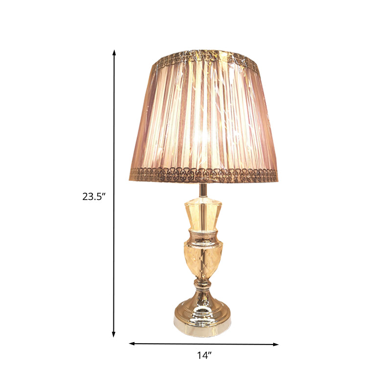 Pink Curvy Table Lamp Nordic 1 Head Faceted Crystal Desk Light with Fabric Shade Clearhalo 'Lamps' 'Table Lamps' Lighting' 415490