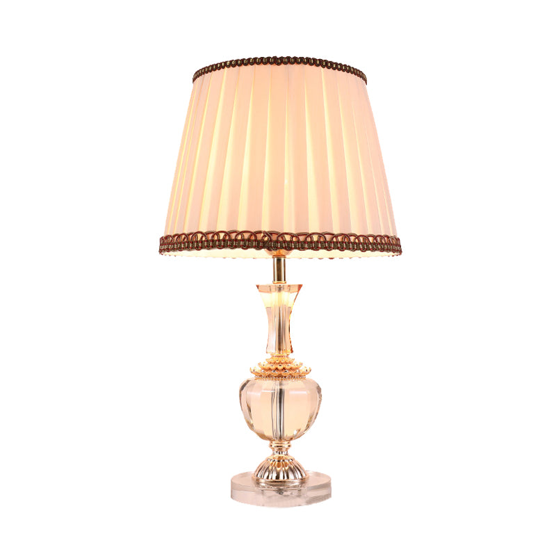 Pleated Fabric Task Light Modern 1 Head Beige Reading Lamp with Faux-Braided Detailing Clearhalo 'Lamps' 'Table Lamps' Lighting' 415494