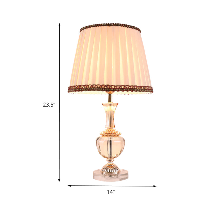 Pleated Fabric Task Light Modern 1 Head Beige Reading Lamp with Faux-Braided Detailing Clearhalo 'Lamps' 'Table Lamps' Lighting' 415495