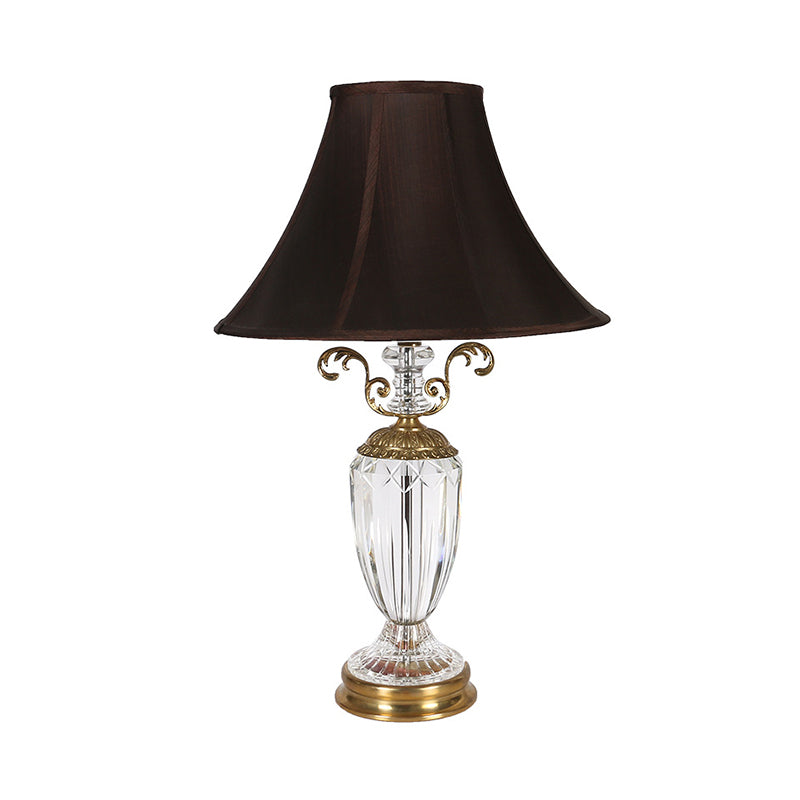 1 Head Urn Shape Desk Light Modernism Hand-Cut Crystal Night Table Lamp in Black Clearhalo 'Lamps' 'Table Lamps' Lighting' 415561