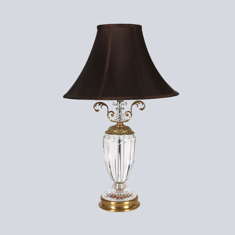 1 Head Urn Shape Desk Light Modernism Hand-Cut Crystal Night Table Lamp in Black Clearhalo 'Lamps' 'Table Lamps' Lighting' 415562