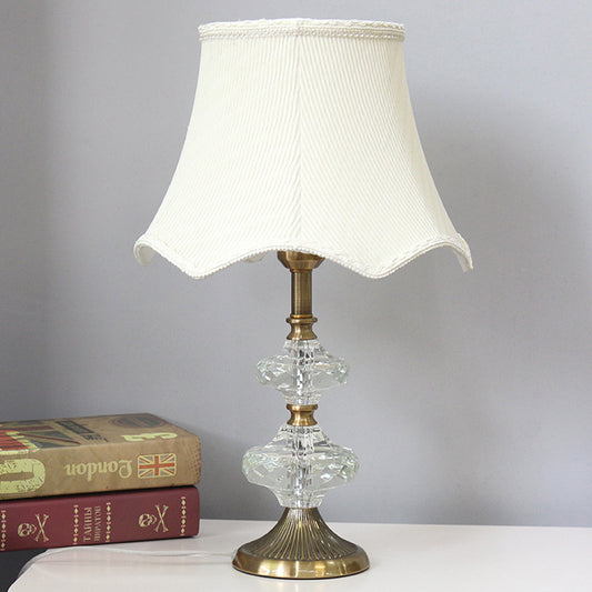Flare Shade Fabric Desk Light Contemporary 1 Head White Night Table Lamp for Bedroom Clearhalo 'Lamps' 'Table Lamps' Lighting' 415575