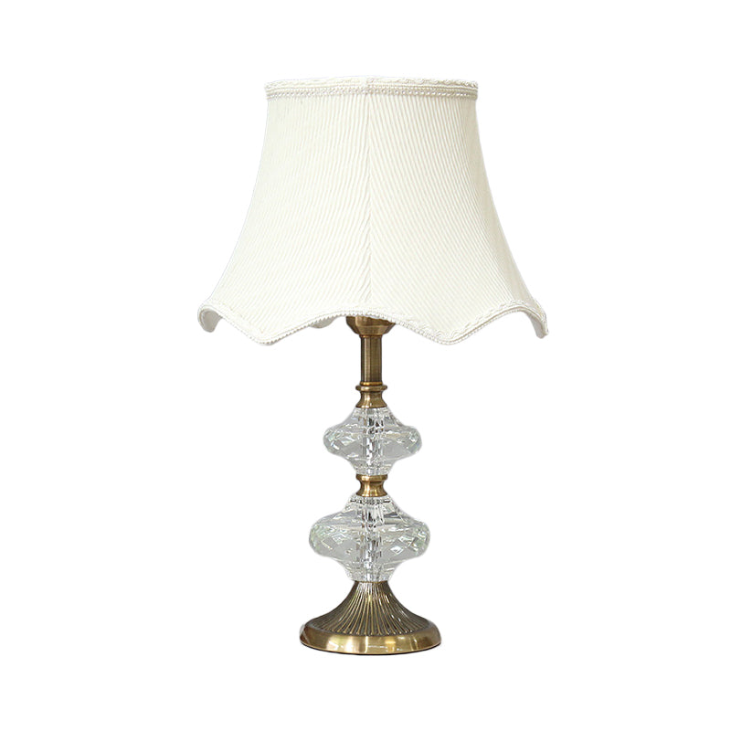 Flare Shade Fabric Desk Light Contemporary 1 Head White Night Table Lamp for Bedroom Clearhalo 'Lamps' 'Table Lamps' Lighting' 415576