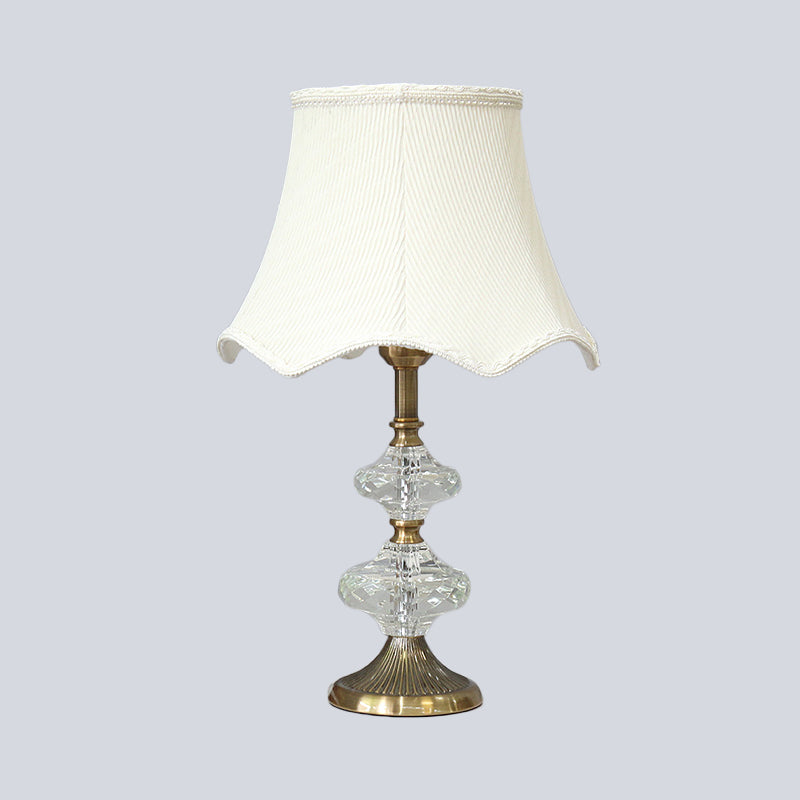 Flare Shade Fabric Desk Light Contemporary 1 Head White Night Table Lamp for Bedroom Clearhalo 'Lamps' 'Table Lamps' Lighting' 415577