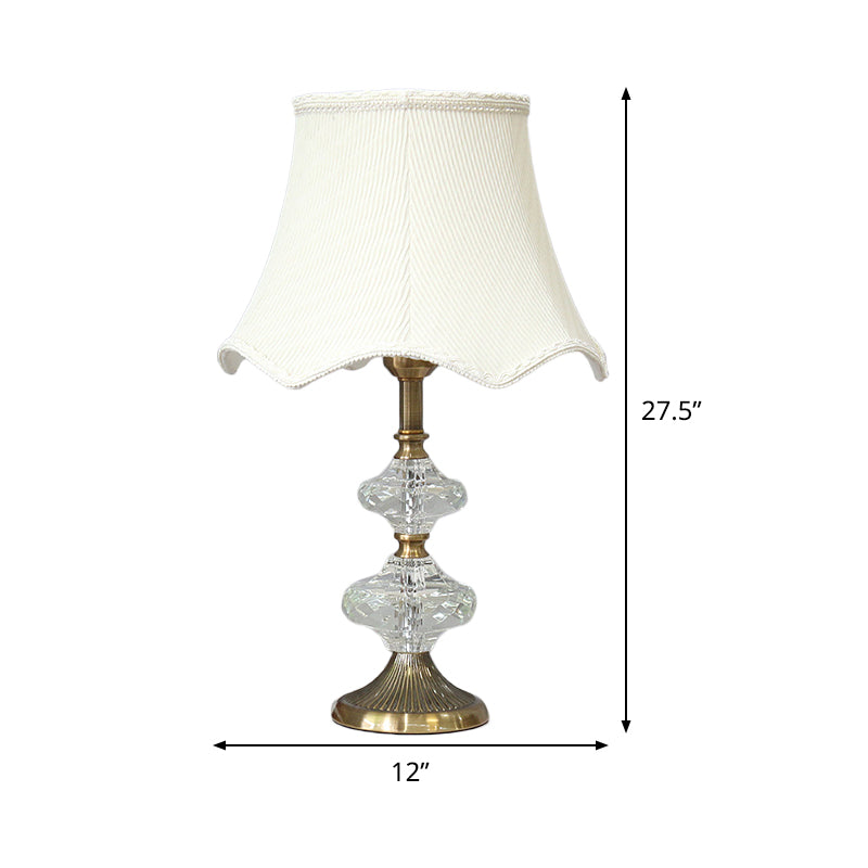 Flare Shade Fabric Desk Light Contemporary 1 Head White Night Table Lamp for Bedroom Clearhalo 'Lamps' 'Table Lamps' Lighting' 415578