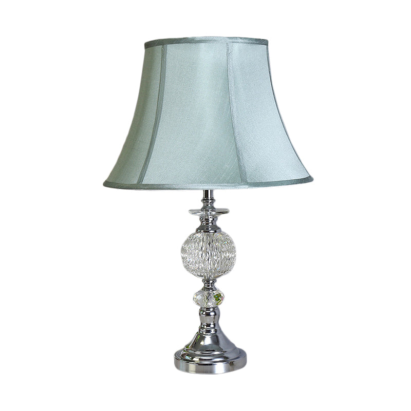 1 Head Dining Room Desk Lamp Nordic Blue Task Light with Paneled Bell Fabric Shade Clearhalo 'Lamps' 'Table Lamps' Lighting' 415586