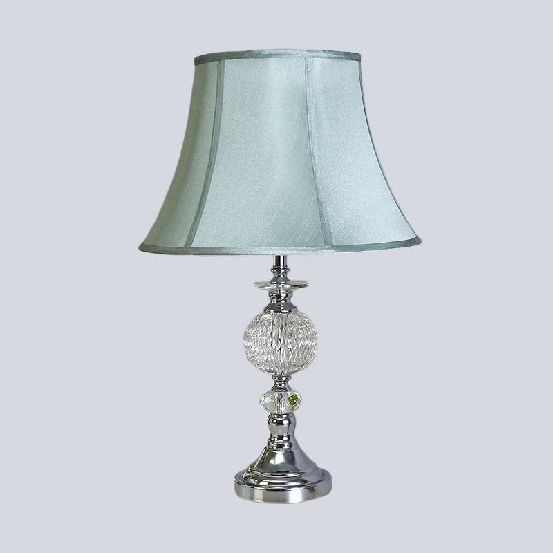 1 Head Dining Room Desk Lamp Nordic Blue Task Light with Paneled Bell Fabric Shade Clearhalo 'Lamps' 'Table Lamps' Lighting' 415587