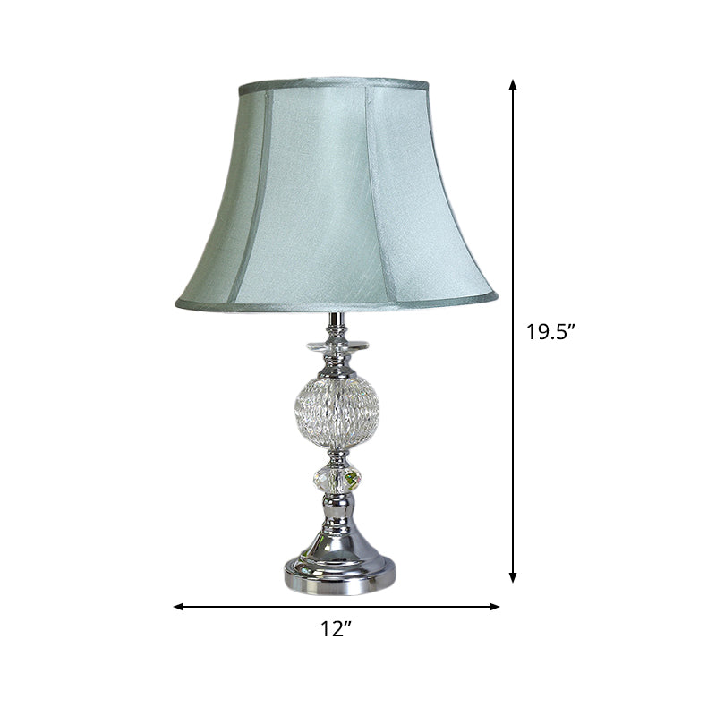 1 Head Dining Room Desk Lamp Nordic Blue Task Light with Paneled Bell Fabric Shade Clearhalo 'Lamps' 'Table Lamps' Lighting' 415588