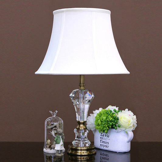 Contemporary 1 Head Task Lighting White Flared Night Table Lamp with Fabric Shade White Clearhalo 'Lamps' 'Table Lamps' Lighting' 415595