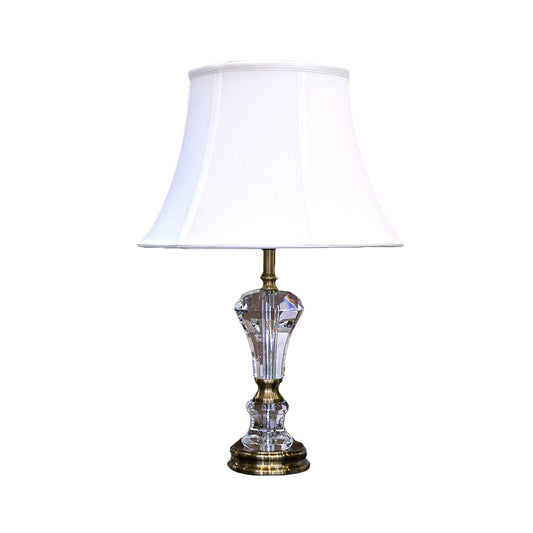 Contemporary 1 Head Task Lighting White Flared Night Table Lamp with Fabric Shade Clearhalo 'Lamps' 'Table Lamps' Lighting' 415597
