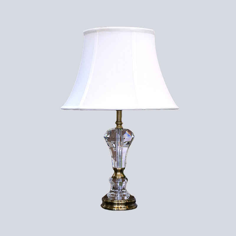 Contemporary 1 Head Task Lighting White Flared Night Table Lamp with Fabric Shade Clearhalo 'Lamps' 'Table Lamps' Lighting' 415598