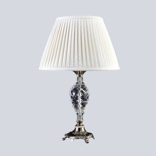 Pleated Fabric Desk Lamp Modern 1 Head White Task Light with Sculpted Bronze Metal Base Clearhalo 'Lamps' 'Table Lamps' Lighting' 415628