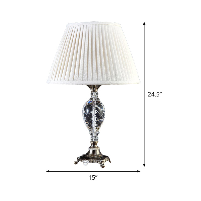 Pleated Fabric Desk Lamp Modern 1 Head White Task Light with Sculpted Bronze Metal Base Clearhalo 'Lamps' 'Table Lamps' Lighting' 415629