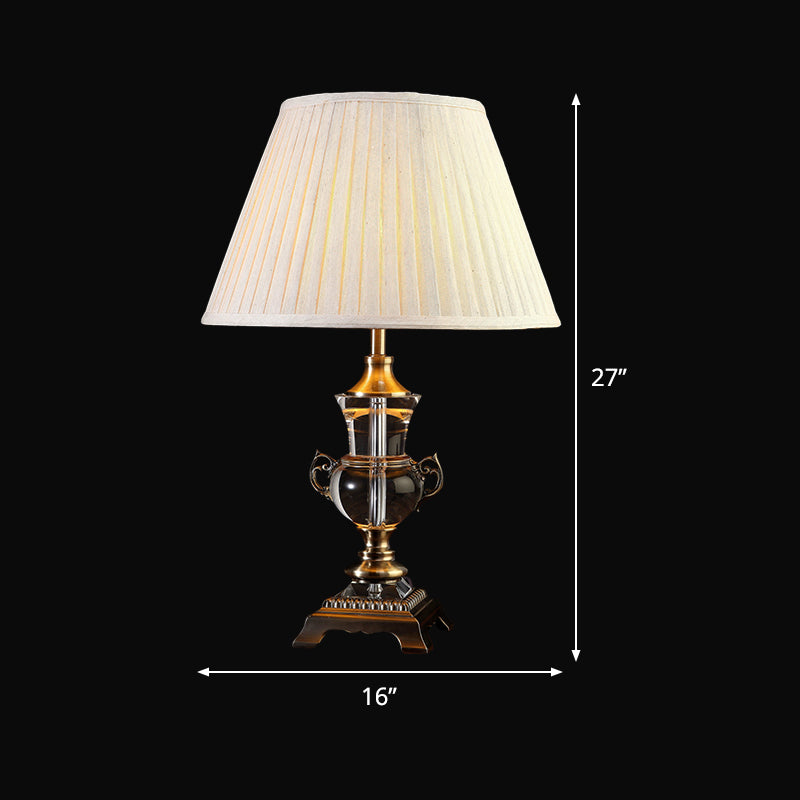 Cone Shade Task Lighting Modernist Fabric 1 Bulb Reading Lamp in Beige for Bedroom Clearhalo 'Lamps' 'Table Lamps' Lighting' 415634