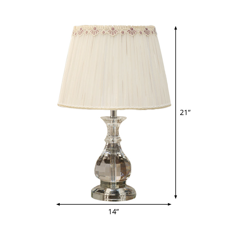1 Head Curvy Task Light Modernism Hand-Cut Crystal Reading Lamp in Beige for Bedroom Clearhalo 'Lamps' 'Table Lamps' Lighting' 415685
