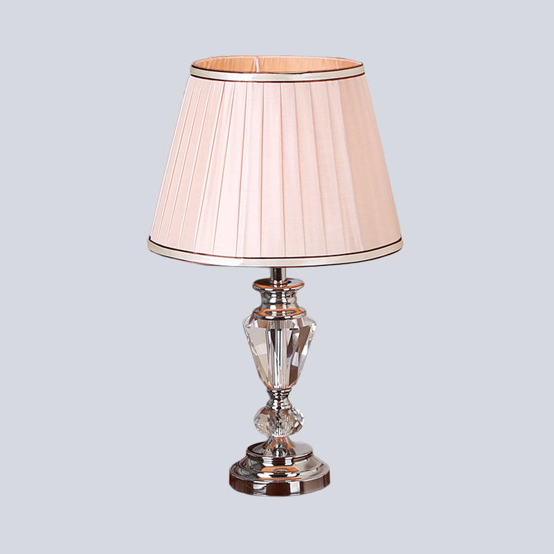 Barrel Shade Fabric Task Light Modernism 1 Head Pink/White Nightstand Lamp for Bedside Clearhalo 'Lamps' 'Table Lamps' Lighting' 415734