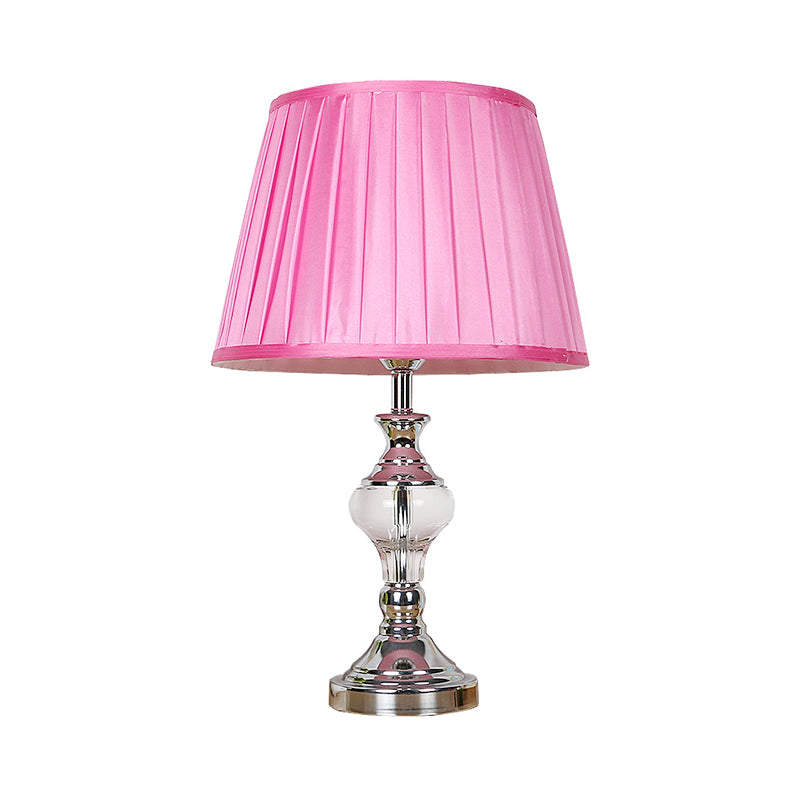 1 Head Pleated Crystal Nightstand Lamp Modern Fabric Reading Book Light in Rose Red Clearhalo 'Lamps' 'Table Lamps' Lighting' 415747