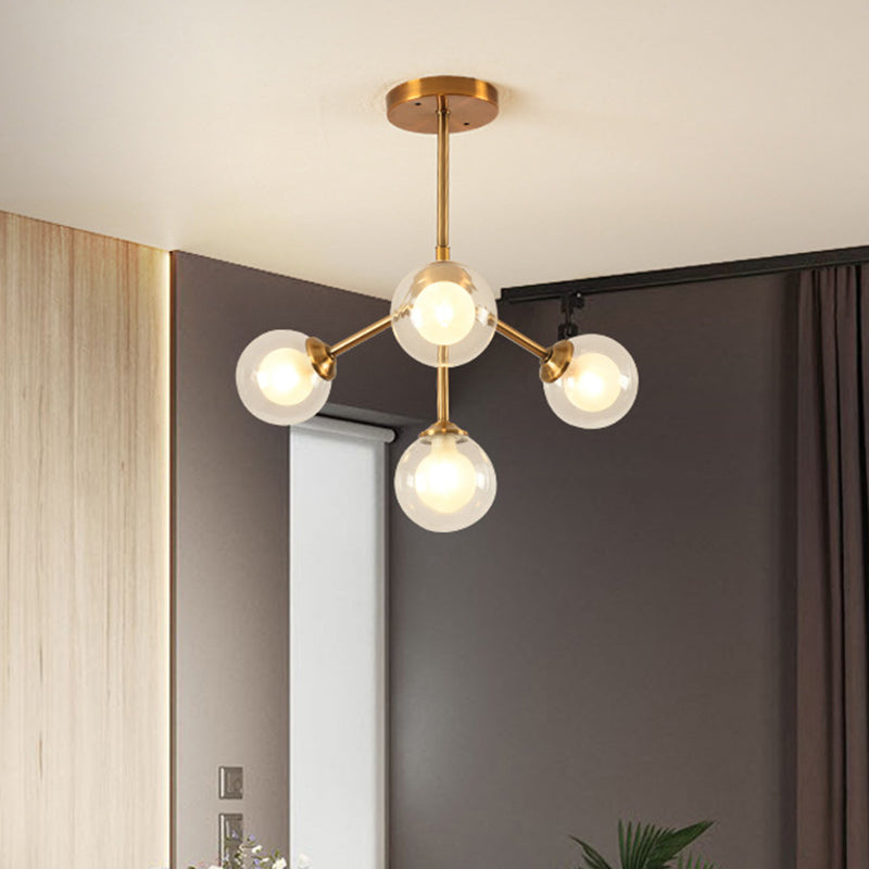 Modern Sputnik Metal Chandelier Lighting 4/7/10 Lights Hanging Ceiling Lamp with Clear Glass Sphere Shade for Bedroom Clearhalo 'Ceiling Lights' 'Chandeliers' 'Glass shade' 'Glass' 'Modern Chandeliers' 'Modern' Lighting' 415773