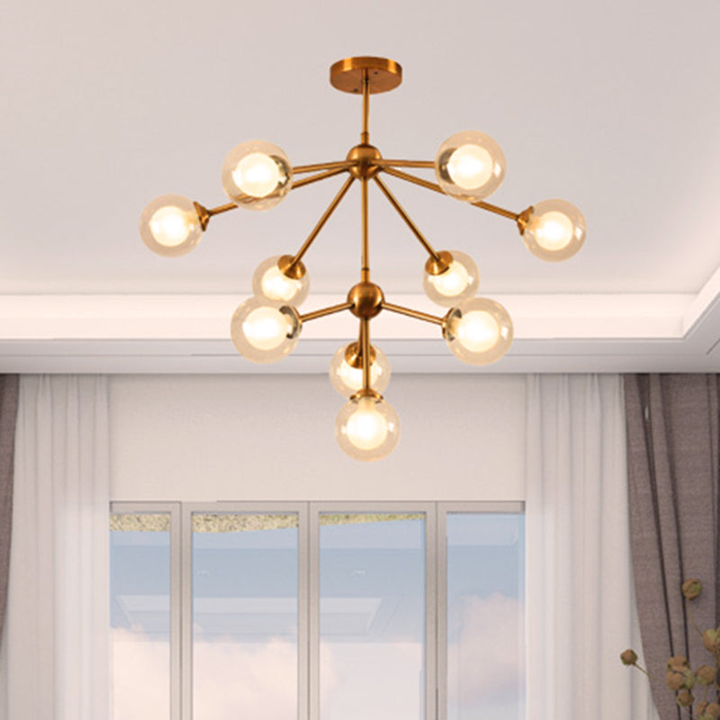 Modern Sputnik Metal Chandelier Lighting 4/7/10 Lights Hanging Ceiling Lamp with Clear Glass Sphere Shade for Bedroom Clearhalo 'Ceiling Lights' 'Chandeliers' 'Glass shade' 'Glass' 'Modern Chandeliers' 'Modern' Lighting' 415775