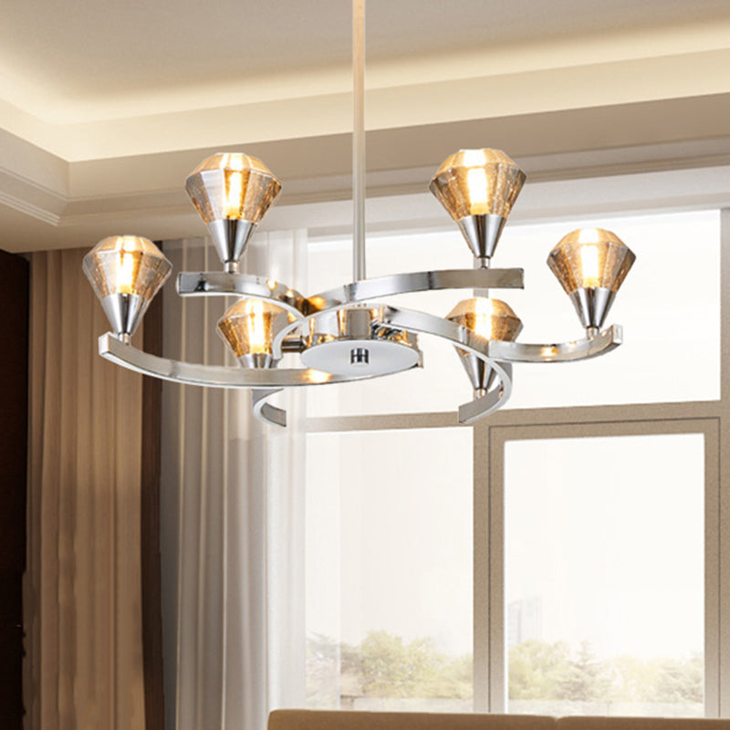 Diamond Crystal Chandelier Light with Sputnik Design Modern 6/8/10 Lights Chrome/Gold Ceiling Lamp Fixture Clearhalo 'Ceiling Lights' 'Chandeliers' 'Modern Chandeliers' 'Modern' Lighting' 415814