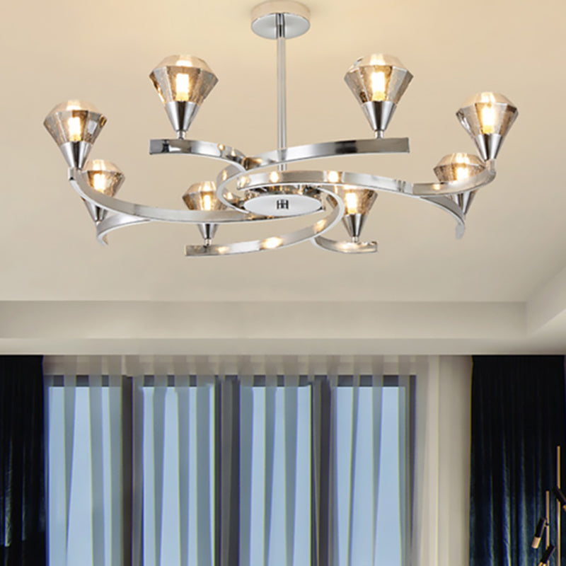 Diamond Crystal Chandelier Light with Sputnik Design Modern 6/8/10 Lights Chrome/Gold Ceiling Lamp Fixture Clearhalo 'Ceiling Lights' 'Chandeliers' 'Modern Chandeliers' 'Modern' Lighting' 415815