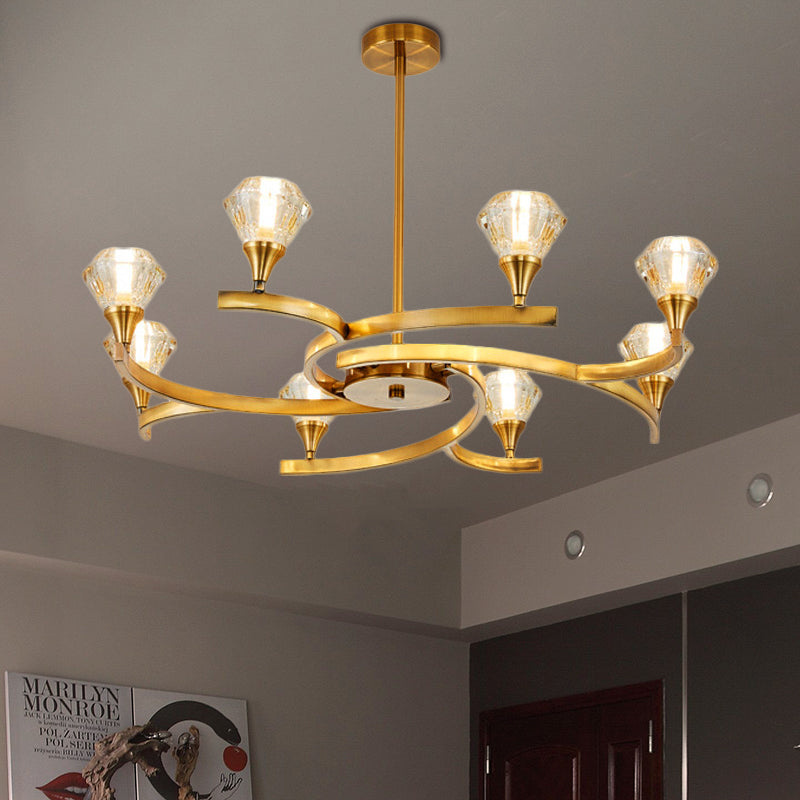 Diamond Crystal Chandelier Light with Sputnik Design Modern 6/8/10 Lights Chrome/Gold Ceiling Lamp Fixture Clearhalo 'Ceiling Lights' 'Chandeliers' 'Modern Chandeliers' 'Modern' Lighting' 415818