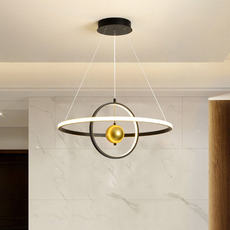 Black/White Orbit LED Ceiling Pendant Light Contemporary Acrylic Chandelier in Warm/White Light Clearhalo 'Ceiling Lights' 'Chandeliers' 'Modern Chandeliers' 'Modern' Lighting' 415833