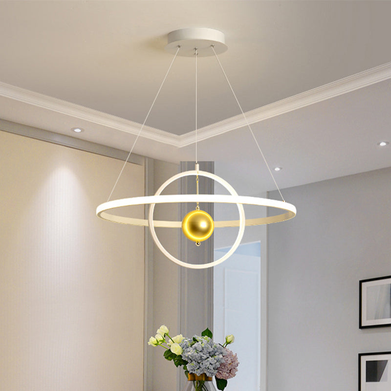 Black/White Orbit LED Ceiling Pendant Light Contemporary Acrylic Chandelier in Warm/White Light Clearhalo 'Ceiling Lights' 'Chandeliers' 'Modern Chandeliers' 'Modern' Lighting' 415834