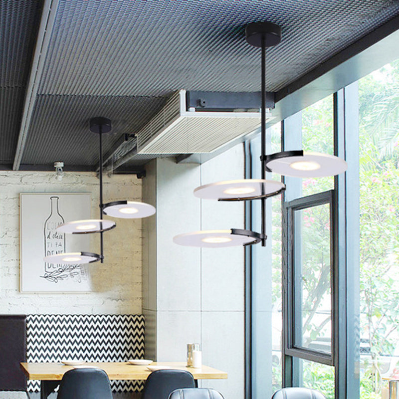 Acrylic Disk Chandelier Modern 2/3-Head Black Hanging Ceiling Pendant for Dining Room Clearhalo 'Ceiling Lights' 'Chandeliers' 'Modern Chandeliers' 'Modern' Lighting' 415850