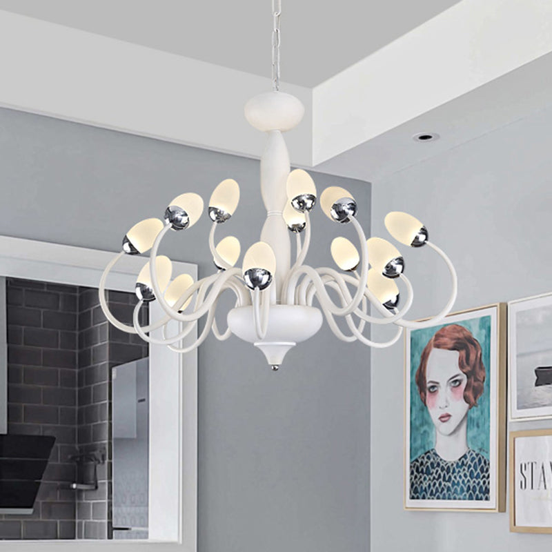 Bud Bedroom Up Chandelier Acrylic 15/22-Light Contemporary Hanging Ceiling Pendant in White Clearhalo 'Ceiling Lights' 'Chandeliers' 'Modern Chandeliers' 'Modern' Lighting' 415865