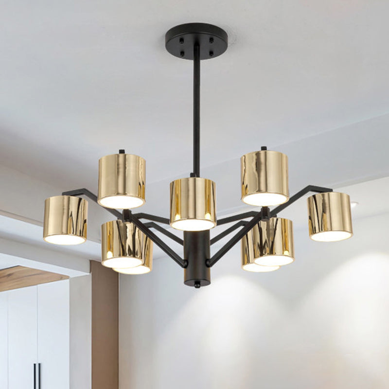 Metal Drum Chandelier Light Modern 7-Head Pendant Lighting Fixture in Gold for Living Room Clearhalo 'Ceiling Lights' 'Chandeliers' 'Modern Chandeliers' 'Modern' Lighting' 415867