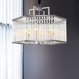 Modern 6-Light Chandelier Pendant with Clear Glass Shade Chrome Hexagonal Hanging Light Fixture Clearhalo 'Ceiling Lights' 'Chandeliers' 'Modern Chandeliers' 'Modern' Lighting' 415891