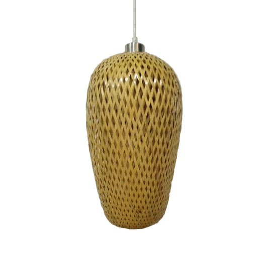 1 Bulb Restaurant Pendant Lighting Traditionary Wood Hanging Lamp Kit with Weave Bamboo Shade Clearhalo 'Ceiling Lights' 'Modern Pendants' 'Modern' 'Pendant Lights' 'Pendants' Lighting' 415966