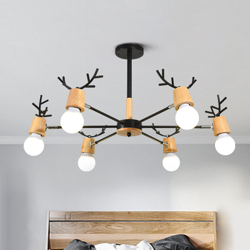 Sputnik Metal Chandelier Lighting Modern 3/6/8 Lights White/Black Ceiling Hang Fixture with Bare Bulb for Bedroom Clearhalo 'Ceiling Lights' 'Chandeliers' 'Modern Chandeliers' 'Modern' Lighting' 416041